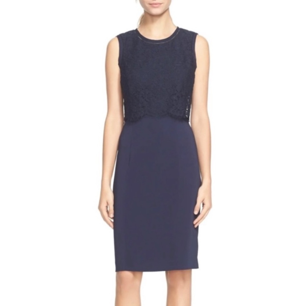Rebecca Taylor navy Blue Lace Bodice Sleeveless Dress.  Size 6